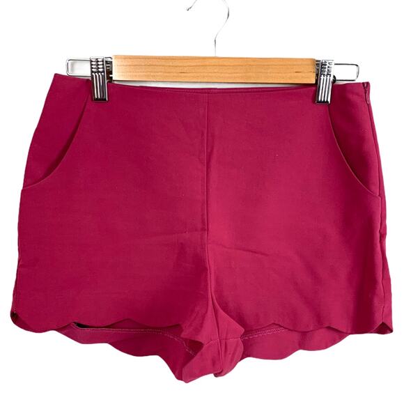 ASOS Scallop Hem Mini Flat Front Shorts Magenta Raspberry Pink 4 S Small - Picture 2 of 10
